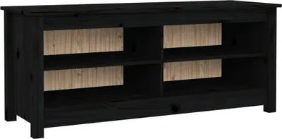 Obrázok produktu pre vidaXL Lavica na topánky čierna 110x38x45,5 cm Masívne borovicové drevo