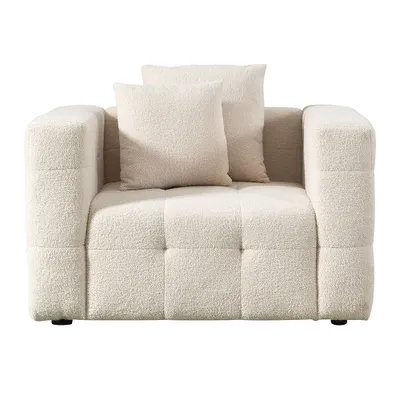 Image de Home Deluxe - Fauteuil Teddy COMO - Beige - Matériau : tissu bouclé I Canapé Canapé de salon Canapé-lit Sièges Salon Fauteuil Teddy