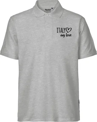 Produktbild von Huuraa Herren Polo Shirt Italy my love M Sport Grey Bio Baumwolle Fairtrade Poloshirt Geschenkidee