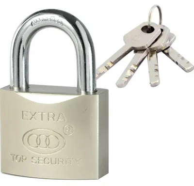 Produktbild von Handmet Stahlvorhängeschloss 40mm gehärtet vernickelt mit 4 Schlüsseln
