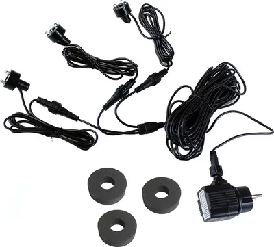 Produktbild von Springbrunnen Beleuchtung 3er Set LED 10m Kabel + Netzteil Quellsteinbeleuchtung (Warm-Weiß)