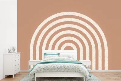 Produktbild von MuchoWow® Fototapete für Wohnzimmer oder Schlafzimmer Wandtapete Vinyl Motivtapete Abstrakt - Kunst - Regenbogen - Weiß - Braun - 600x400 cm - Vinyltapeten