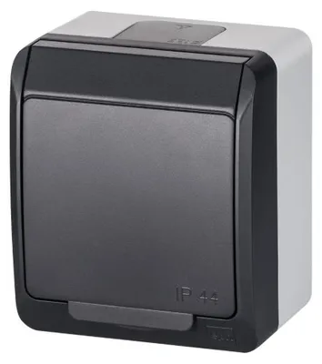 Produktbild von HERMES Einzelsteckdose mit/ohne 2P+Z SCHUKO IP44 anthrazit 0324-07