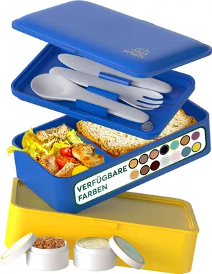 Produktbild von Umami All-in-1 1,2L Bento Lunchbox Erwachsene mit Besteck, 2 Saucenbehältern als Brotdosen Salat, Snack Bento Box, Auslaufsichere Brotdose Erwachsene, Inkl. Zubehör Brotdose mit Fächern für Meal Prep