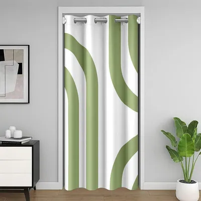 Produktbild von Türvorhang grün-weiß gestreift 86x203cm Mikrofaser