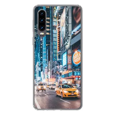 Produktbild von MuchoWow® Handyhülle Schutzhülle Hülle für Huawei P30 New York bei Nacht Silikon Softcase Handy Hülle - Kartenbesitzer