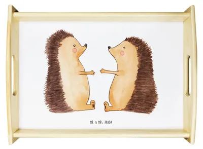 Produktbild von Mr. & Mrs. Panda serviertablett holz Igel Liebe - Weiß - Geschenk, Hochzeitstag, frühstückstablett, Deko Tablett, Verheiratet, aus, Hochzeit, Servier, Küchentablett