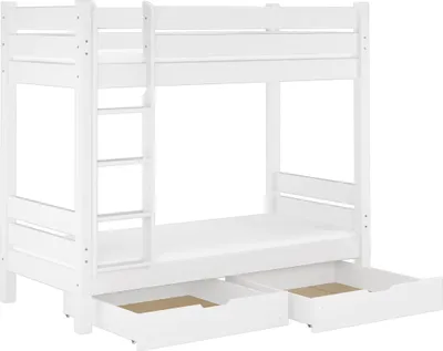 Produktbild von Etagenbett extra stabil 100x200 Nische 100 Kiefer-Hochbett weiß Zubehör wählbar V-60.16-10WRollrost. Matratzen und Doppelbettkasten inkl.