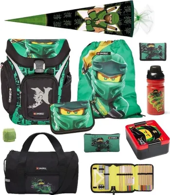 Produktbild von Lego Ninjago Schulranzen Set EXPLORER GOLDEN POWER (2024) 10-teilig mit Sporttasche und Schultüte