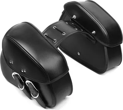 Produktbild von Motorrad Kunstleder Custom Satteltaschen Wasserdicht Sattel Swing Arm Tasche links rechts Schwarz