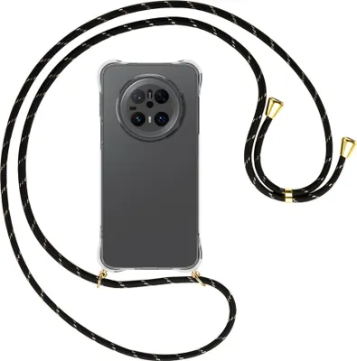 Produktbild von Handykette Backcover-Schutzhülle mit Band (Metall goldfarben) für Huawei Mate 70 - schwarz/gold