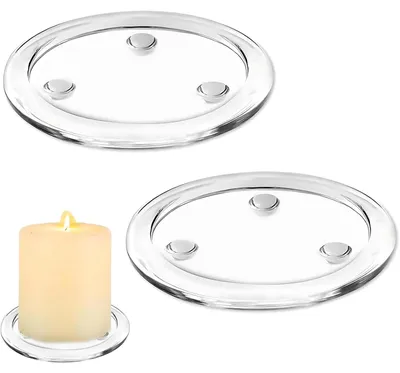 Produktbild von Kerzenständer aus Glas - Kerzenteller als Untersetzer - 2 Stück - Ø 10 cm Transparent