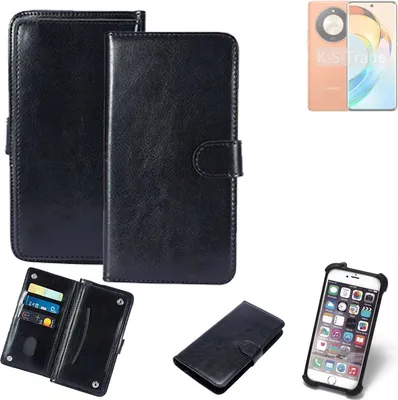 Produktbild von K-S-Trade 360° Hülle kompatibel mit Honor X50 schwarz Kunstleder Case BookCase WalletCase Kunstlederederhülle Handyhülle, Rundumschutz Bumper (1x)