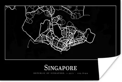 Produktbild von MuchoWow® Poster Singapur - Karte - Stadtplan 60x40 cm - Schlafzimmerdekoration