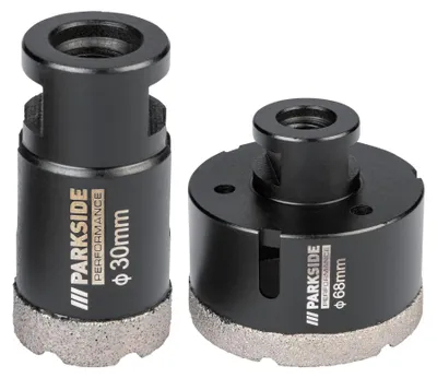 Produktbild von PARKSIDE PERFORMANCE Diamant-Bohrkronen Set PDBK 3 A1  2-tlg. 30 68 mm M14