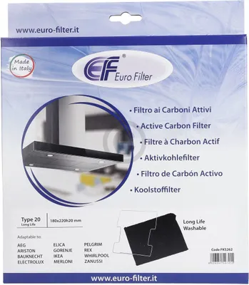 Zdjęcie produktu dla Filtr węglowy, np. Wpro 484000008571 220 x 180 mm typu 20 do okapu kuchennego