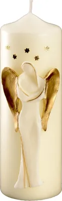 Produktbild von Geschenkkerze "3-D-Engelkerze" elfenbein/gold 220 x Ø 70 mm
