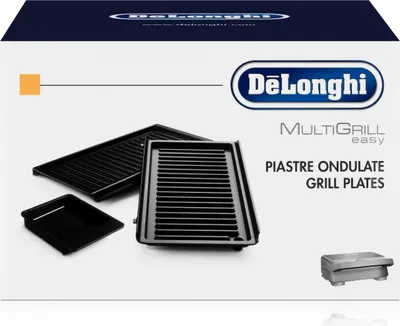 The image shows the packaging of Delonghi grill plates.