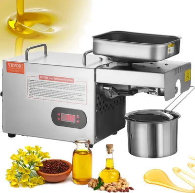 Produktbild von Elektrische Ölpresse, 850 W Ölextraktionsmaschine aus Edelstahl, 0–300 ℃ Einstellbare Temperatur, Heißpresse-Ölpresse zum Pressen von Erdnüssen, Sesamsamen, Rapssamen, Teesamen