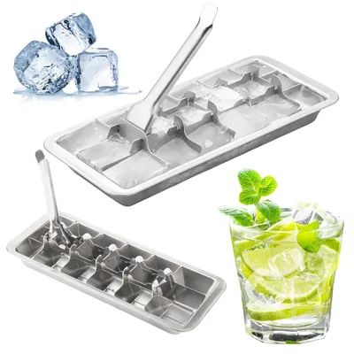 Produktbild von Set aus 2 Edelstahl-Eiswürfelformen mit Griff