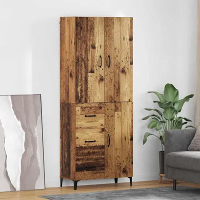 Zdjęcie produktu dla vidaXL Highboard stare drewno 69,5 x 34 x 180 cm materiał drewnopochodny