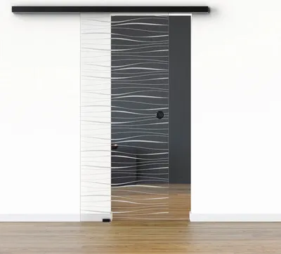 Produktbild von Pertura Glasschiebetür Komplettset Glera Tidal 01 775x2050 mm Links inkl.Beschlag Selir Aluminium schwarz,Griffmuschel