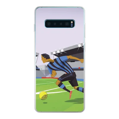 Produktbild von MuchoWow® Handyhülle Schutzhülle Hülle für Samsung Galaxy S10 Plus Eine Illustration von Spielern, die in einem Stadion Fußball spielen - Junge - Mädchen - Kinder Silikon Softcase Handy Hülle - Schutzhülle
