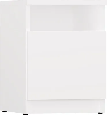 Productafbeelding van Moderne nachtkastje Galax 30 1D met deur – Zonder handgrepen, TIP-ON-systeem | Kleur: Wit | Afmetingen: 30x30x40 cm