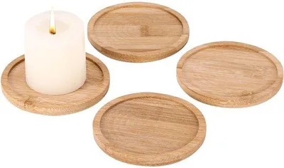 Obrázok produktu pre Drevené podtácky, okrúhle svietniky, 7,8 cm, dekoratívne do domácnosti