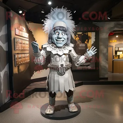 Image de Costume de mascotte REDBROKOLY de chef argenté personnage habillé d'une mini robe et de nœuds papillons