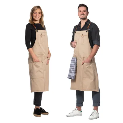 Produktbild von Schürze mit Lederriemen 100% Baumwolle