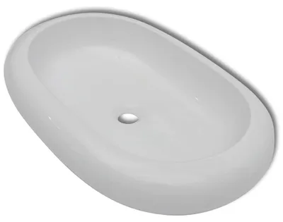 Produktbild von vidaXL Keramik Waschtisch Waschbecken Oval Weiß 63 x 42 cm