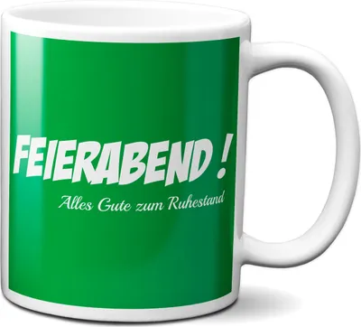 Produktbild von TassenKing Tasse - Feierabend, Alles Gute zum Ruhestand - Kaffeetasse, Kaffeebecher, Geschenkidee zum Valentinstag, Valentinstagsgeschenk, Geschenk für Sie / Ihn, Geschenk