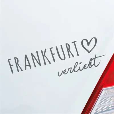 Produktbild von Auto Aufkleber Frankfurt verliebt Herz Stadt Heimat Liebe Car 19x6 cm Grau Sticker Heckscheibenaufkleber
