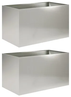 Image de vidaXL Jardinières pour plantes, lot de 2, argent, 80 x 50 x 50 cm, en acier inoxydable