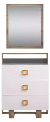 Immagine prodotto di Gruppo di cassettiere con specchio Cassettiere in legno bianco Set di armadi per la camera dei bambini
