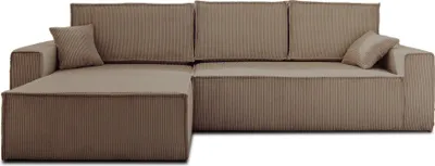 Image de Best Mobilier Dellia - canapé d'angle réversible convertible - avec coffre - en velours côtelé - 4 places , Taupe