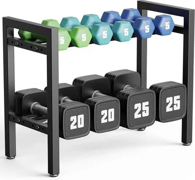 Produktbild von 2-stufiges Gewichtsscheibenhalterungssystem, 48 cm, verstellbar, Tragfähigkeit 181 kg, Gewichtsscheiben- und Kurzhantelständer für das Heimfitnessstudio, Fitnesszubehör