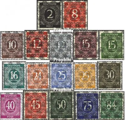 Produktbild von Briefmarken Bizone (Alliierte Besetzung) 1948 Mi 52II-68II (kompl.Ausg.)  postfrisch Posthörnchen (Netzaufdruck)