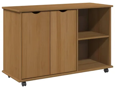 Zdjęcie produktu dla vidaXL Szafka na kółkach w kolorze miodowym 100 x 39 x 65,5 cm Lite drewno sosnowe