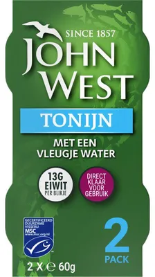 Obrázek produktu pro John West Tonijnstukken ve vodě, 120 g - Vysoce kvalitní kousky tuňáka