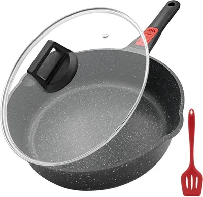 Produktbild von Bobikuke Pfanne 28 cm mit Deckel Antihaftbeschichtet für alle Herdarten, Backofen und spülmaschinenfest