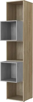 Produktbild von SMARTBett Standregal, Würfelregal  für Wohnzimmer, Kinderzimmer, Schlafzimmer und Büro |  Regal Eiche Sonoma + 2 Würfel Beton