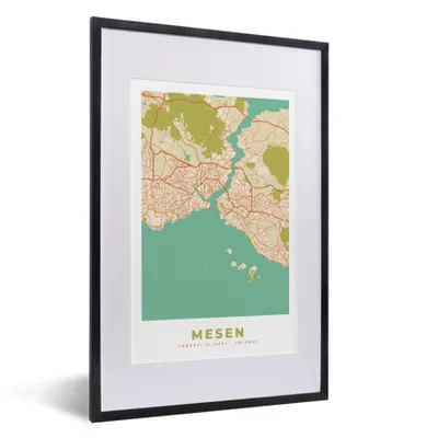 Produktbild von MuchoWow® Gerahmtes Poster Istanbul - Karte - Stadtplan - Vintage - Karte 40x60 cm - Poster mit Schwarzem Bilderrahmen Wandposter Rahmen Foto Bilder - Poster in Rahmen