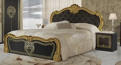 Produktbild von Barock Doppelbett Vilma 160x200 cm in Schwarz / Gold