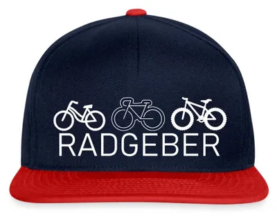 Produktbild von Spreadshirt Radgeber | Fahrradhumor Snapback Cap, One size, Navy/Rot