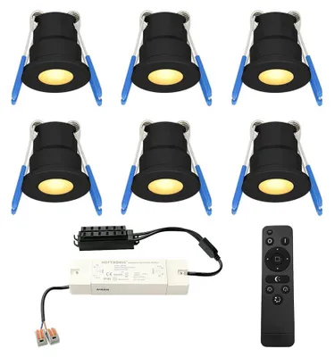 Image de HOFTRONIC - Spots LED encastrables 3W 12V IP65 Noir 2700K Dimmable 6 pcs