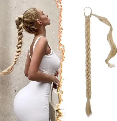 Immagine prodotto di 66cm biondo misto treccia estensioni coda di cavallo parrucchino estensione dei capelli sintetici
