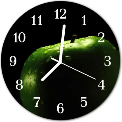 Produktbild von Glasuhr Wanduhr Küchenuhr Echt-Glas 30fi cm Apfel grün