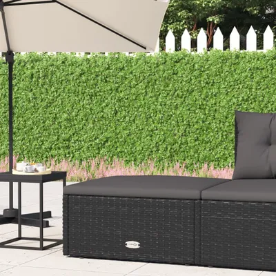 Produktbild von Cloris Designermöbel Gartenhocker mit Kissen Schwarz Poly Rattan 2024 Neu